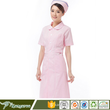 Chinese Collar Hospital Medical Staff Nurse Uniform Dress Set Pink